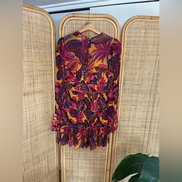 FARM Rio Yellow Fruit Dream Long Sleeve Mini Dress - Picture 6 of 12